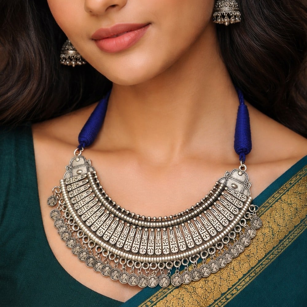 Handcrafted Vintage Tribal Oxidized Statement Necklace